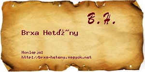 Brxa Hetény névjegykártya